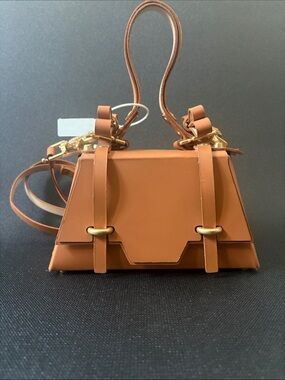 Niele Peeraer Made to Order Structured Tan Leather Crossbody Bag